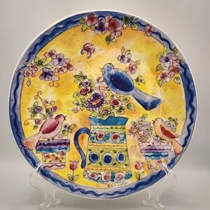 VTG Handpainted Blue Bird Plate Sue Zipkin Santa Barbara Ceramic Arts